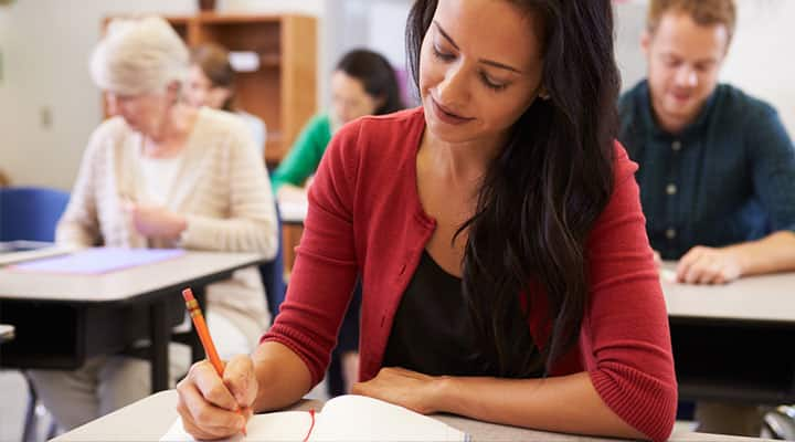 Intelligent woman using bacopa monnieri extract as a  study aid taking test