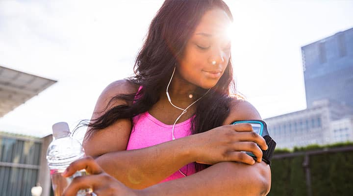 Woman exercising outside